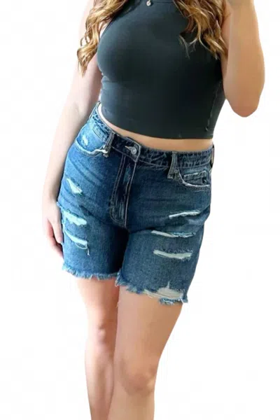 Kancan High Rise Girlfriend Shorts In Blue