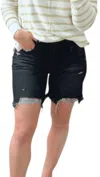 Kancan High Rise Hem Detail Shorts In Black In Blue