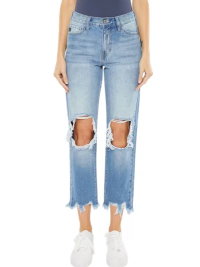 Kancan High Rise Mom Relax Fit Denim Jeans In Blue