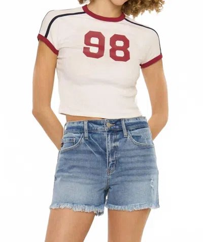Kancan High Rise Mom Shorts In Medium In Blue