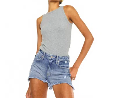 Kancan High Rise Mom Shorts In Medium Denim In Gray
