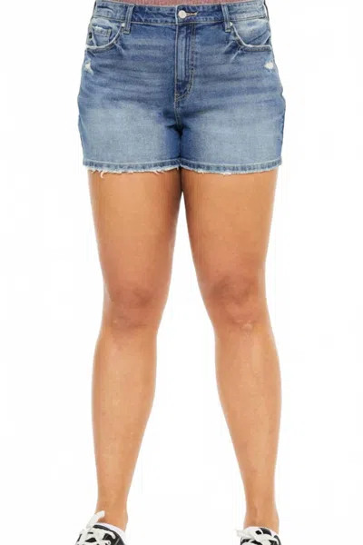 Kancan High Rise Mom Shorts In Medium Wash In Blue