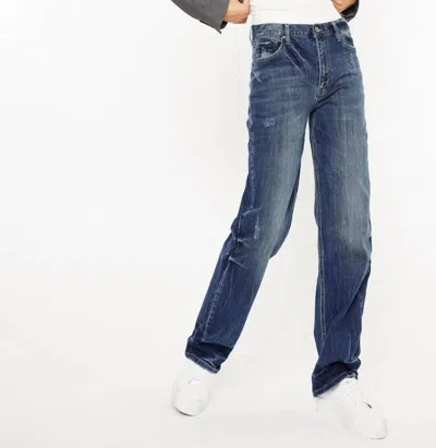 Kancan High Rise Relaxed "dad" Fit Jeans In Medium Wash In Blue