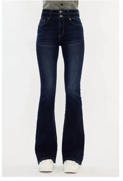 Kancan High Rise Skinny Bootcut In Indigo Blue Dark