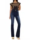 Kancan High Rise Skinny Bootcut Jeans In Dark Wash In Blue