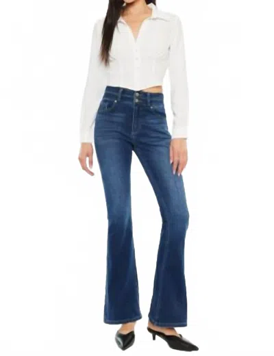 Kancan High Rise Skinny Bootcut Jeans In Medium Wash In Blue