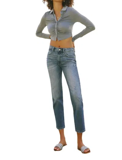Kancan High Rise Slim Straight Jean In Medium Wash In Multi