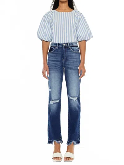 Kancan High Rise Slim Straight Jeans In Dark Blue