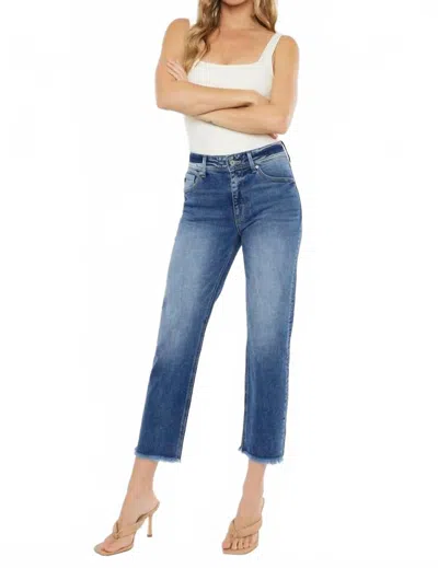 Kancan High Rise Slim Straight Leg Jeans In Medium In Blue