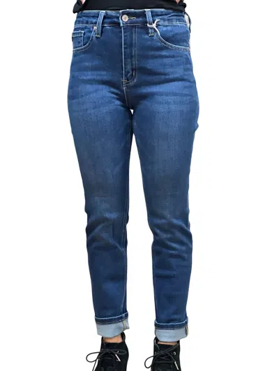 Kancan High Rise Straight Jean In Medium Wash In Blue