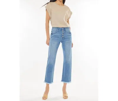 Kancan High Rise Straight Leg Jean In Light Wash In Blue