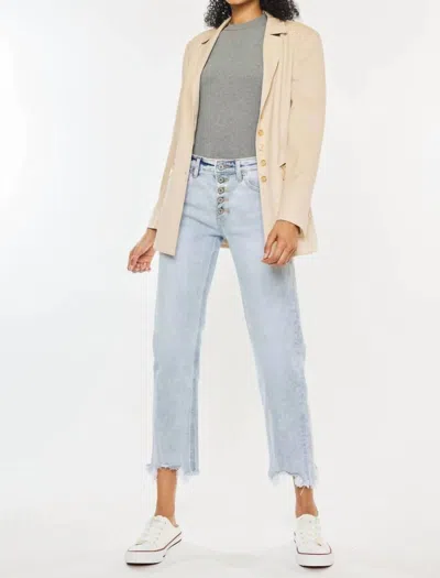 Kancan High Rise Straight Leg Jeans In Acid In Blue