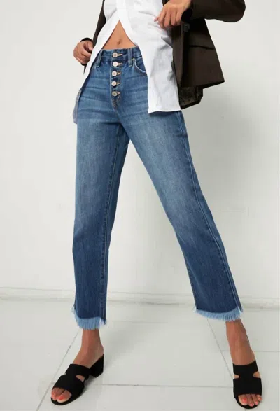 Kancan High Rise Straight Leg Jeans In Medium Wash
