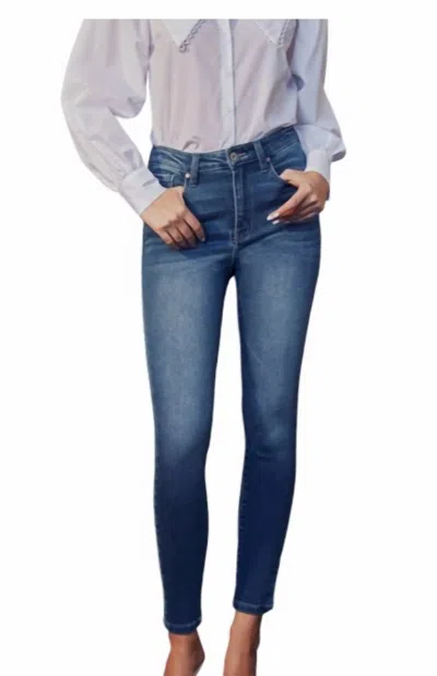 Kancan Vanessa High Rise Super Skinny Jeans In Medium Stone Wash In Silver