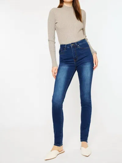 Kancan High Rise Super Skinny Jeans In Dark Wash In Blue