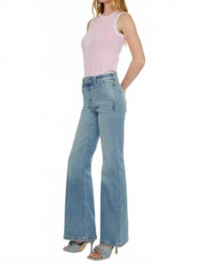 Kancan High Rise Wide Flare Jean In Denim In Multi