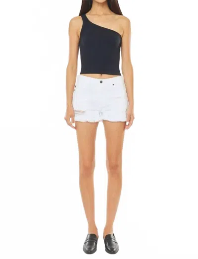 Kancan High-rise Cutoff Denim Shorts In White