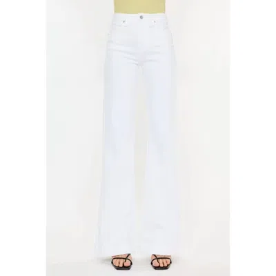 Kancan Holly High Rise Wide Flare Jeans In White