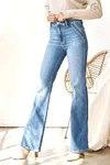 Kancan Holly Ultra High Rise Flare Jeans In Medium Wash In Blue