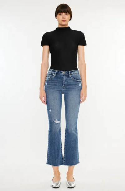 Kancan Honey Essentials High Rise Cropped Bootcut Jeans In Blue