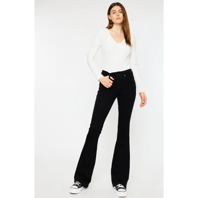 Kancan Ilene Mid Rise Flare Jeans In Black