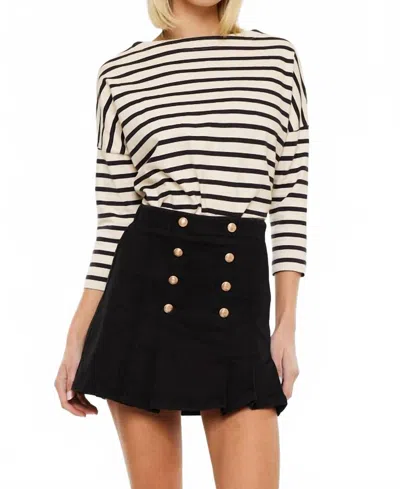 Kancan Irene High Rise Pleated Mini Skort In Black In Multi