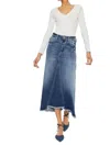 Kancan Isobella Midi Length Skirt In Dark Wash In Blue