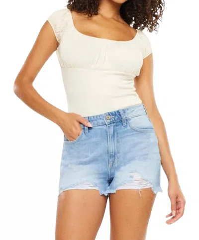 Kancan Ivanna Ultra High Rise Mom Shorts In Light Wash In Blue