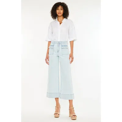 Kancan Jace High Rise Crop Wide Leg Jeans In Blue