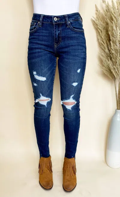 Kancan Jameson Skinny Jeans In Dark Wash In Blue