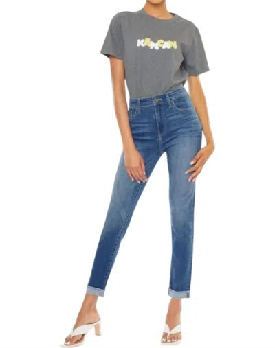 Kancan Janice High Rise Cigarette Leg Jeans In Medium Wash In Blue