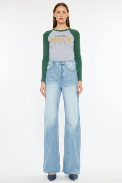 Kancan Janna High Rise 90's Flare Jeans In Light Wash