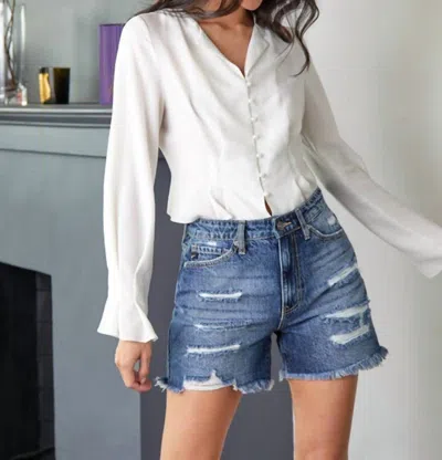 Kancan Jansen Ultra High Rise Boyfriend Short In Medium Wash In Multi