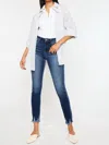 Kancan Vanessa High Rise Super Skinny Jeans In Medium Stone Wash In Blue