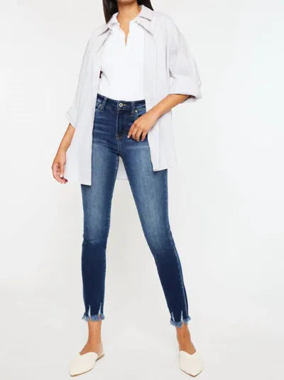 Kancan Vanessa High Rise Super Skinny Jeans In Medium Stone Wash In Silver