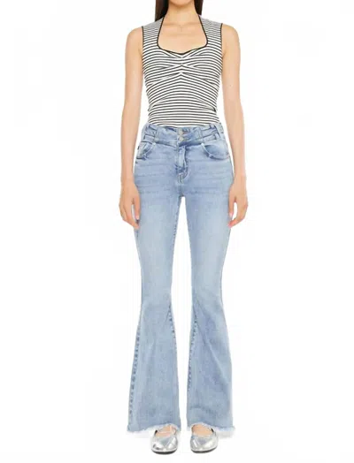 Kancan Jazmin High Rise Flare Jeans In Light Wash In Blue