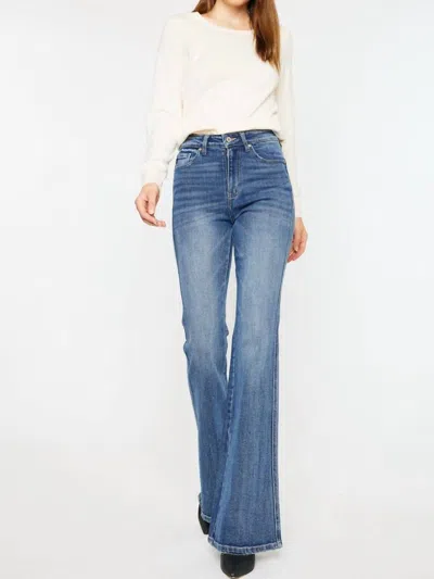 Kancan Jessica Denim Flare Jeans In Medium Stone Wash