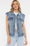 Kancan Joey Oversized 80's Vest In Blue