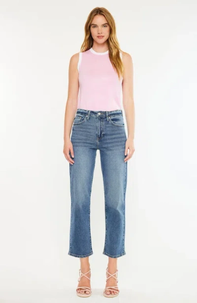 Kancan Jordana Essentials High Rise True Straight Jeans In Blue