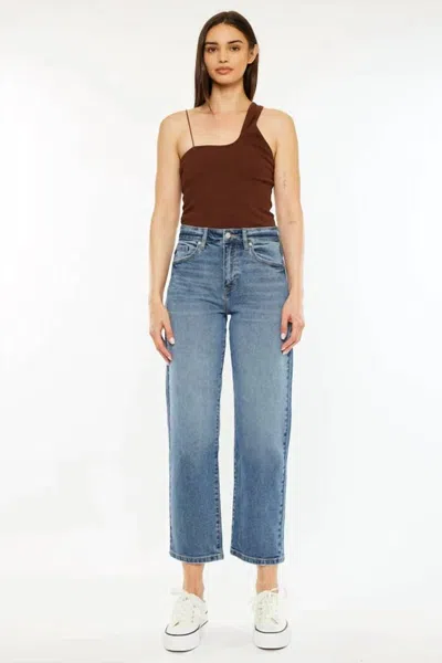 Kancan Jordana High Rise True Straight Leg Jeans In Blue