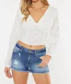 Kancan Josie Super High Rise Shorts In Dark Wash In Blue