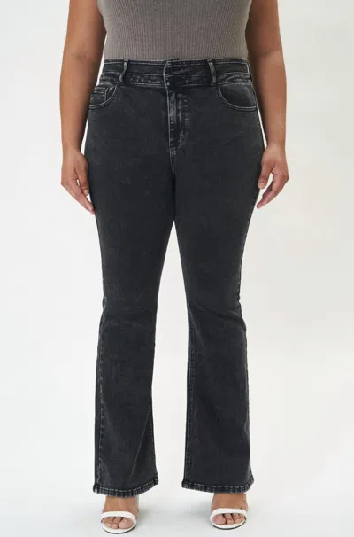 Kancan Jovi Ultra High Rise Flare Jeans - Plus Size In Black In Gray