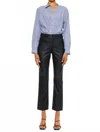 Kancan Judith High Rise Faux Leather Skinny Straight Leg Jeans In Black In Black