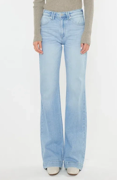 Kancan Women's High Rise Wide Flare Jeans In Light Denim