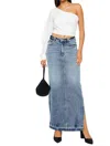 Kancan Tracy Maxi Denim Skirt In Medium Wash In Blue