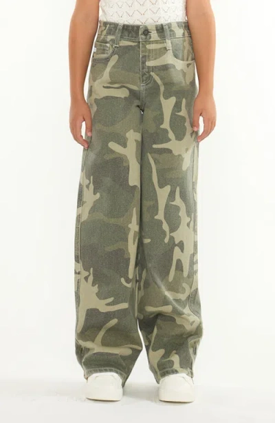Kancan Kids'  Kasey High Rise Wide Leg Jeans In Green