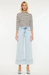 Kancan High Rise Cropped Wide Leg Jeans In Light In Blue