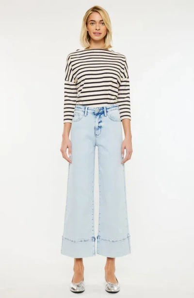 Kancan Kassie Essentials Cropped Wide Leg Jeans In Blue
