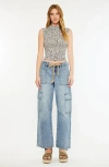 Kancan Katie Low-slung Baggy Cargo Jeans In Blue