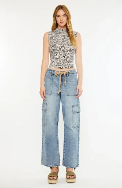 Kancan Katie Low-slung Baggy Cargo Jeans In Blue